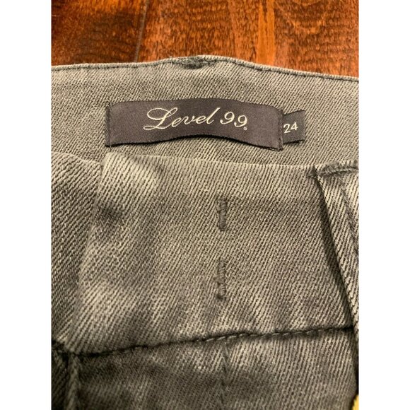 Level 99 Gray Skinny Jeans W/ Black Side Stripe and Zipper Detail, Size 24 - Picture 5 of 8